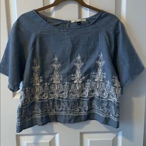 Embroidered Jean Crop Top